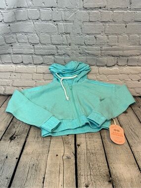 Remi & Friends Waffle Knit Slightly Cropped Blue Jacket